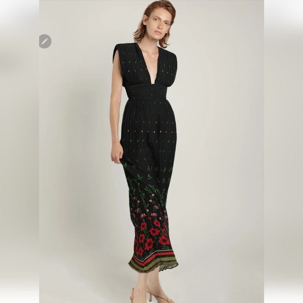 Sabina Musayev Bella Poppy Garden Print Maxi Dress